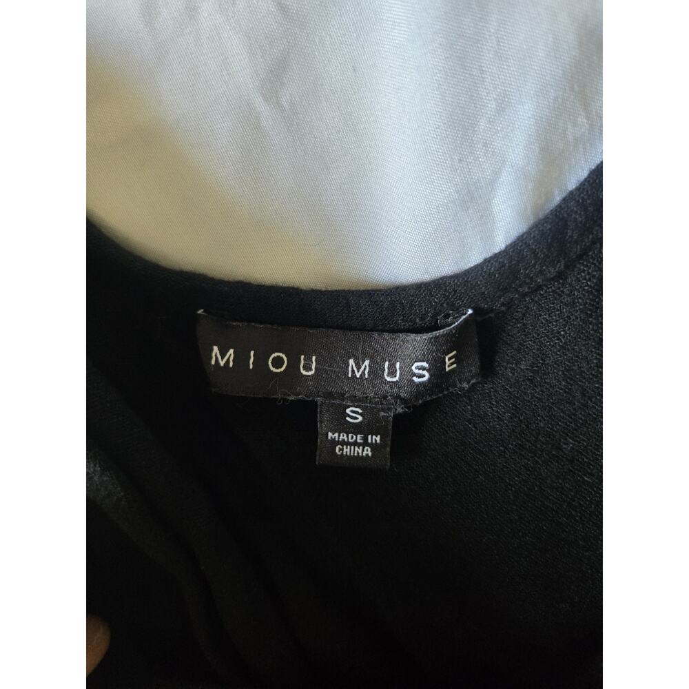 Miou Muse Linen Blend Jumpsuit Wide Leg Boho Lagenlook Minimalist Black Small - Picture 7 of 12